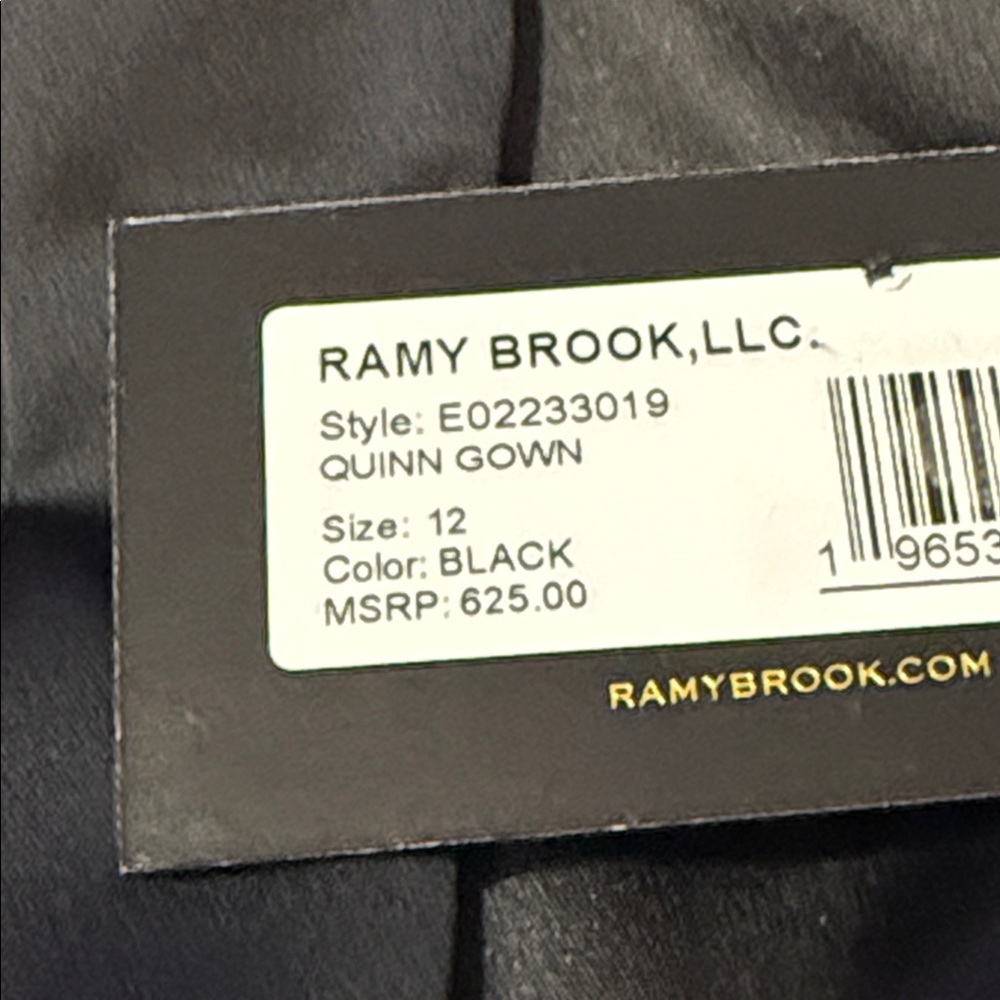 NWT $625 MSRP Ramy Brook “Quinn” Solid Black Silk-Blend Gown with Deep Plunge 12 - Picture 7 of 8